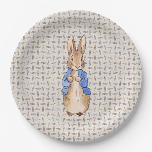 Classic Bunny Rabbit pattern background Paper Plates (Front)
