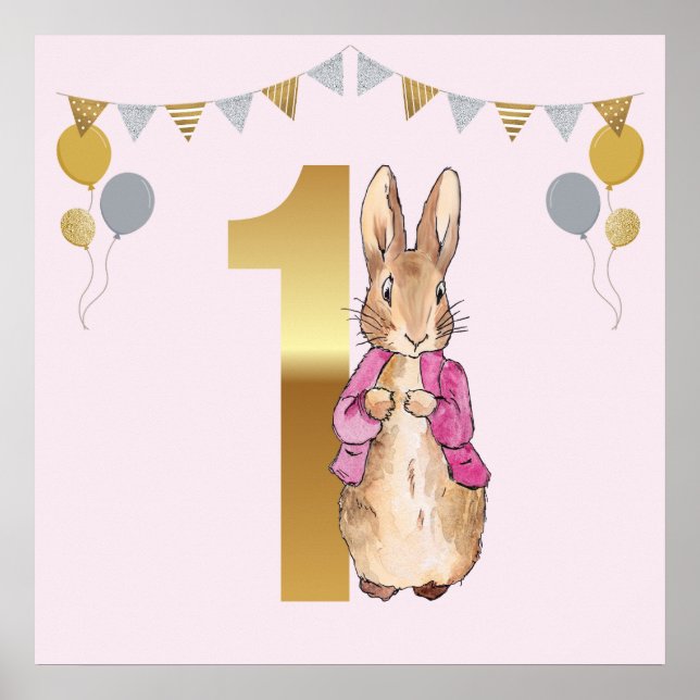 Classic Bunny Rabbit pink jacket Nursery Art Poster (Front)