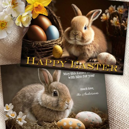 Classic Bunny with Eggs Happy Easter Card