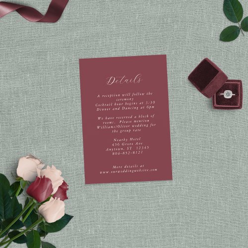 Classic Burgundy Blush Rose  Peony Enclosure Card