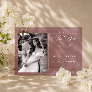 Classic Burgundy Calligraphy Photo Save The Date