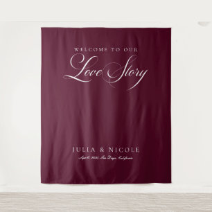 Classic Burgundy Calligraphy Wedding Backdrops
