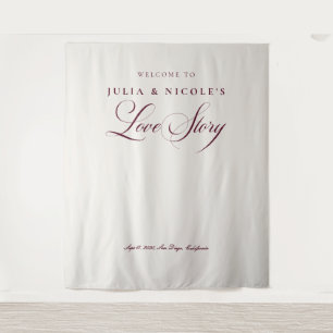 Classic Burgundy Calligraphy Wedding Backdrops
