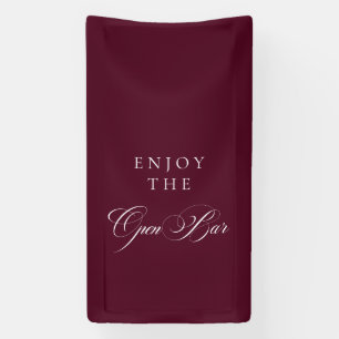Classic Burgundy Calligraphy Wedding Open Bar Banner