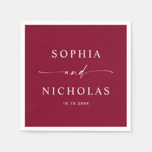 Classic Burgundy Elegant Modern Script Wedding Napkins