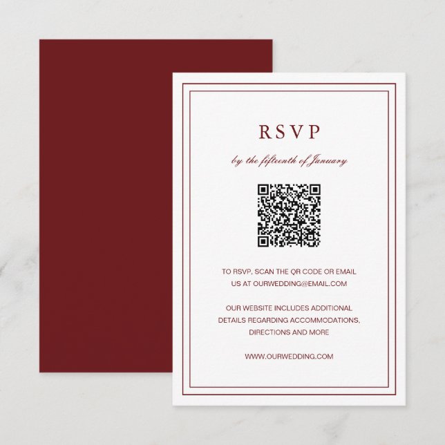 Classic Burgundy Elegant Wedding RSVP Card (Front/Back)