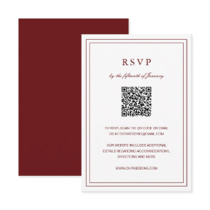 Classic Burgundy Elegant Wedding RSVP Card