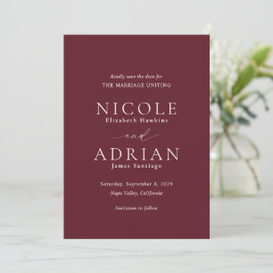 Classic Burgundy Elegant Wedding Save The Date