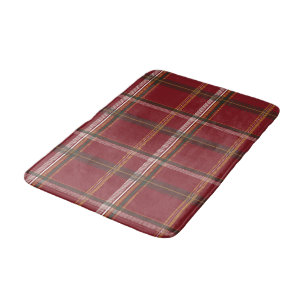 Classic Burgundy Forest Plaid Aesthetic Bath Mat