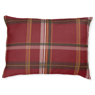 Classic Burgundy Forest Plaid Aesthetic Pet Bed