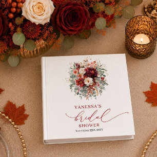 Classic Burgundy Gold floral deep red bridal showe 3 Ring Binder
