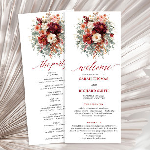 Classic Burgundy Gold Floral Deep Red wedding prog Program