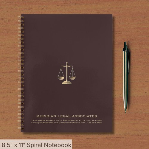 Classic Burgundy Gold Scales of Justice Notebook