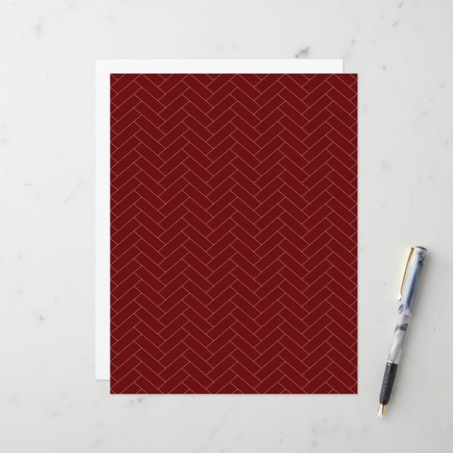 Classic Burgundy Gray Herringbone Pattern (Front/Back In Situ)