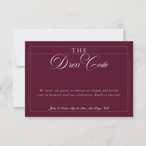 Classic Burgundy Ivory Calligraphy Formal Dress Invitation