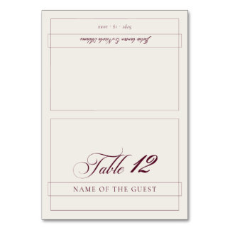 Classic Burgundy Ivory Calligraphy Place Card