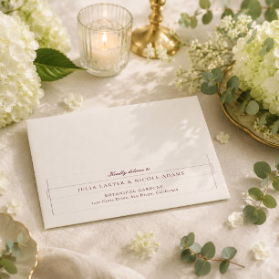 Classic Burgundy Ivory Calligraphy Wedding Envelope