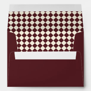 Classic Burgundy Ivory Checkered Old Money Wedding Envelope