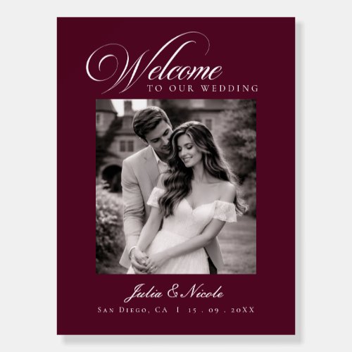 Classic Burgundy Ivory Wedding Photo Welcome Foam Board