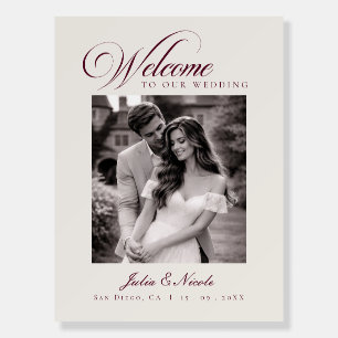 Classic Burgundy Ivory Wedding Photo Welcome Foam Board
