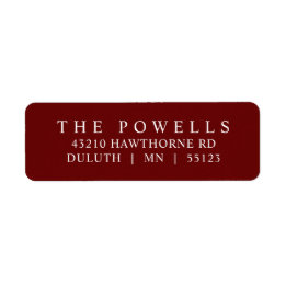 Classic Burgundy Maroon Minimalist Return Address Label