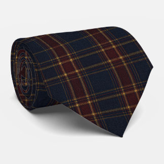 Classic Burgundy & Navy Tartan Plaid Neck Tie