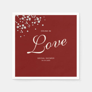 Classic Burgundy Pearl Drunk in Love Bridal Shower Napkins