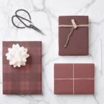 Classic Burgundy Plaid Pattern with Matching Shade Wrapping Paper Sheets