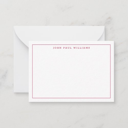 Classic Burgundy Professional Simple Thin Border Note Card