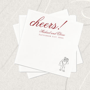 Classic Burgundy Red Cheers Elegant Wedding Napkins