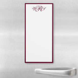 Classic Burgundy Red Monogram Magnetic Notepad