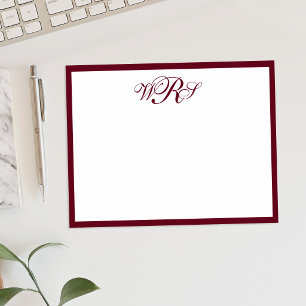 Classic Burgundy Red Monogram Note Card