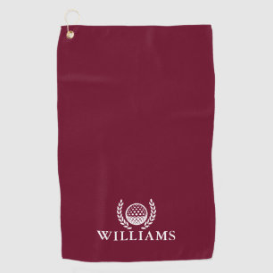 Classic Burgundy Red Personalized Name Monogram Golf Towel