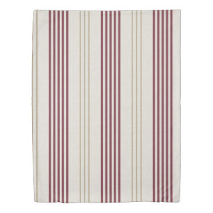 Classic Burgundy Red Ticking Stripe Pattern Duvet Cover