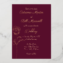 Classic Burgundy & Rose Foil Wedding Invitation