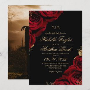 Classic Burgundy Rose Wedding Invitation