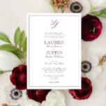 Classic Burgundy Script Monogram Wedding Invitation<br><div class="desc">Introducing the perfect wedding invitation for the modern bride — the Classic Burgundy Calligraphy Script Monogram Wedding Invitation! This classically elegant invitation is sure to wow your guests with its luxurious burgundy and white palette, perfect for any formal affair. The calligraphy script on the front adds a beautiful touch that...</div>