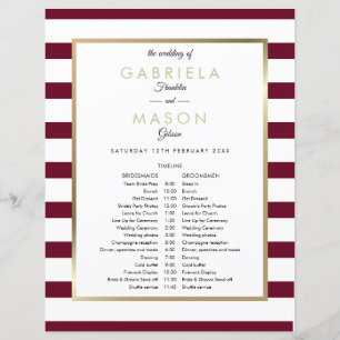 Classic Burgundy Stripe Wedding Schedule Timeline