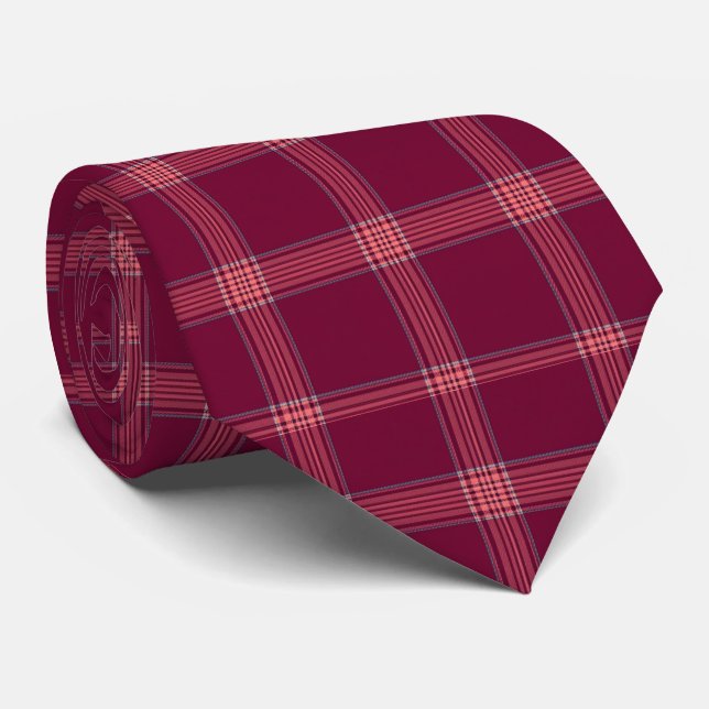 Classic Burgundy Tartan Plaid Gift Neck Tie (Rolled)