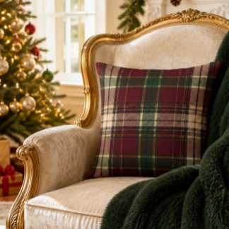 Classic Burgundy Tartan Plaid Throw Pillow