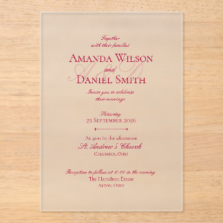 Classic Burgundy Wedding Invitation (Acrylic)