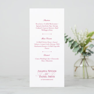 Classic Burgundy Wedding Menu