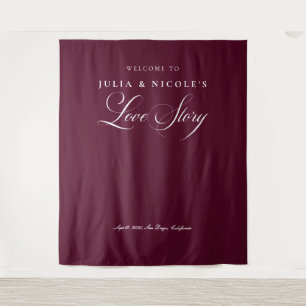 Classic Burgundy Wedding Welcome Backdrops Banner