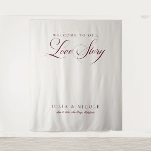 Classic Burgundy Wedding Welcome Backdrops Banner