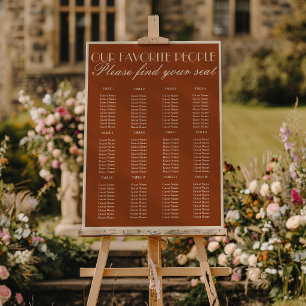 Classic Burnt Orange Cream Wedding Seating Charts Foam Board