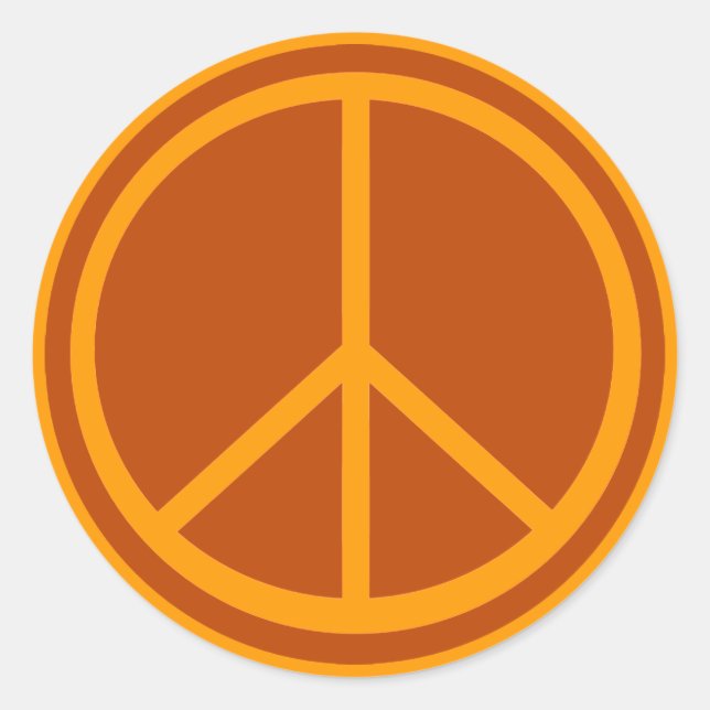 Classic Burnt Orange Peace Sign Classic Round Sticker (Front)