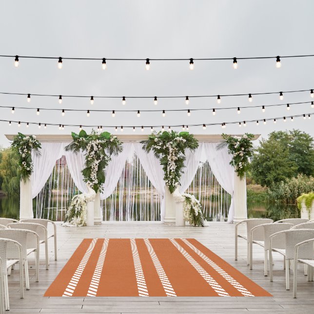Classic Burnt Orange with Stripes Rug (Insitu (Wedding 1))