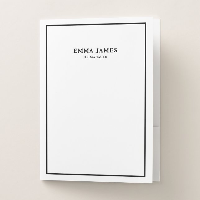 Classic Business Black and White Border Pocket Folder (Front)