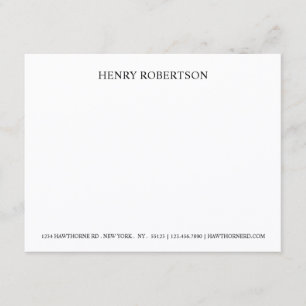 Classic Business Black Masculine Minimalist Note Card
