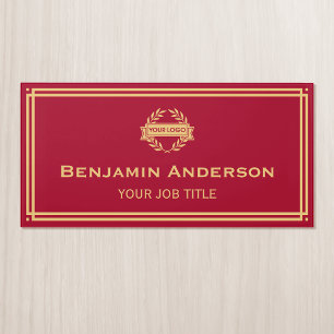 Classic Business Logo Red Gold Corporate Door Sign